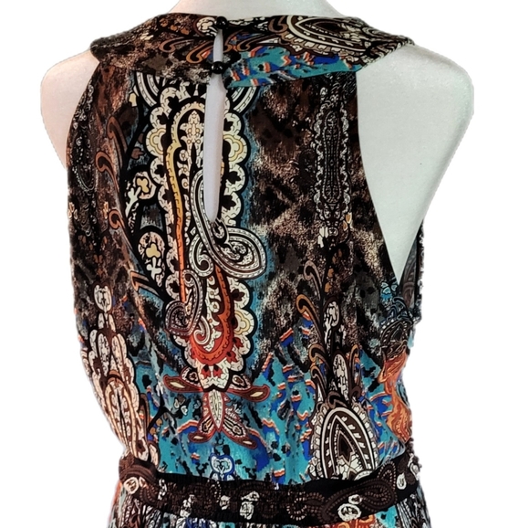 Maxi Dress with beaded waist,  peek-a-boo button back, sleeveless, New! Sz Lg - Picture 2 of 13